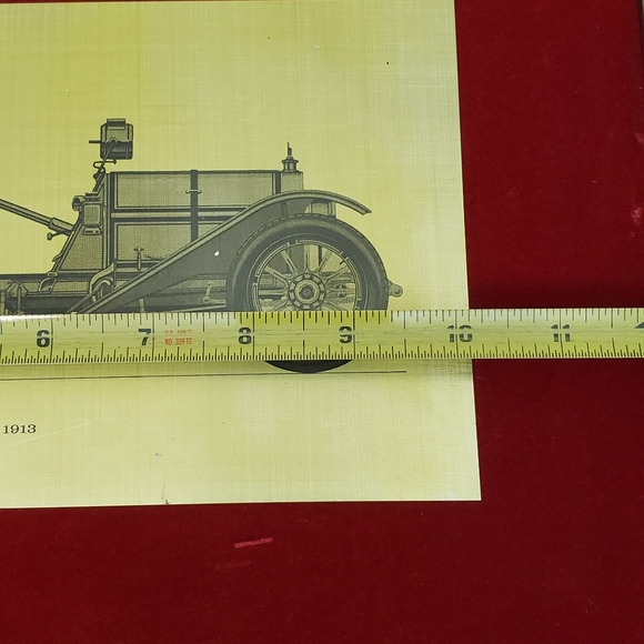 Vtg. Red Velvet Framed 1913 Mercer Wall Decor on Metal - Picture 5 of 8